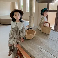 Girl'S Pastoral Plaid Solid Color Cotton Girls Dresses main image 2