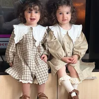 Girl'S Pastoral Plaid Solid Color Cotton Girls Dresses main image 3