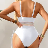 Women's Sexy Solid Color High Elasticity 1 Piece Swimwear main image 5