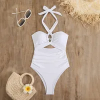 Women's Sexy Beach Solid Color Hollow Out 1 Piece One Piece Swimwear main image 4