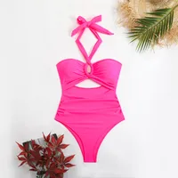 Women's Sexy Beach Solid Color Hollow Out 1 Piece One Piece Swimwear main image 2