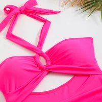 Women's Sexy Beach Solid Color Hollow Out 1 Piece One Piece Swimwear main image 3