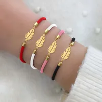 Simple Style Classic Style Leaves 304 Stainless Steel Nylon Women's Bracelets main image 1
