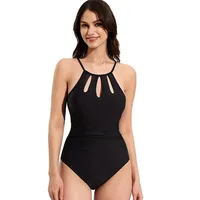 Women's Bohemian Color Block Solid Color Backless 1 Piece One Piece Swimwear sku image 5