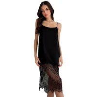 Home Sleeping Sexy Solid Color Polyester Slit Patchwork Lace Pajama Sets main image 5