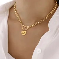Casual Simple Style Letter Heart Shape 201 Stainless Steel 304 Stainless Steel Women's Pendant Necklace main image 1