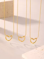 IG Style Heart Shape 304 Stainless Steel Hollow Out 18K Gold Plated Women's Earrings Necklace main image 5