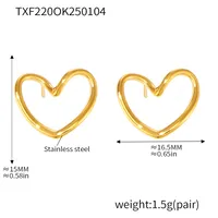 IG Style Heart Shape 304 Stainless Steel Hollow Out 18K Gold Plated Women's Earrings Necklace sku image 2