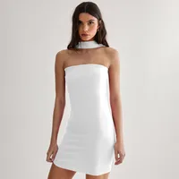 Women's Sheath Dress Streetwear Strapless Sleeveless Solid Color Above Knee Casual Holiday Party sku image 2