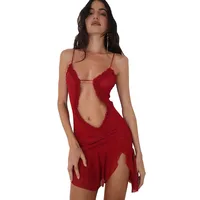 Women's Sheath Dress Casual Elegant Streetwear Strap Lettuce Trim Sleeveless Contrast Collar Above Knee Holiday Daily Selfie main image 3