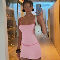 Women's Hip Skirt Casual Elegant Streetwear U Neck Sleeveless Solid Color Above Knee Holiday Daily Selfie sku image 7