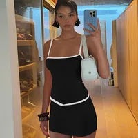 Women's Hip Skirt Casual Elegant Streetwear U Neck Sleeveless Solid Color Above Knee Holiday Daily Selfie sku image 1