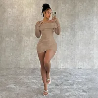 Women's Sheath Dress Casual Elegant Streetwear Boat Neck Long Sleeve Solid Color Above Knee Holiday Daily Selfie main image 2