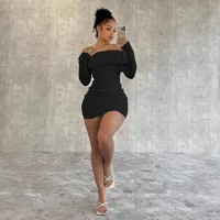 Women's Sheath Dress Casual Elegant Streetwear Boat Neck Long Sleeve Solid Color Above Knee Holiday Daily Selfie main image 4