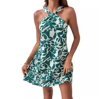Women's Irregular Skirt Elegant Sexy Streetwear Halter Neck Sleeveless Leaf Above Knee Holiday Daily Selfie main image 5
