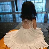 Girl'S Elegant Cute Solid Color Cotton Girls Dresses main image 2