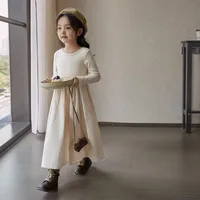 Girl'S Casual Elegant Streetwear Solid Color Cotton Girls Dresses sku image 12