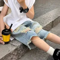 Boy'S Vintage Style Solid Color Ripped Cotton main image 4