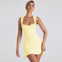 Foreign Trade  Spring And Summer New Hot-selling Fashion Women's Solid Color Square Collar Sleeveless Backless Slim Dress Women main image 3