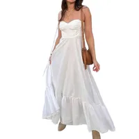 Spring New Elegant Fashion High Waist Strapless Monochrome Dress Solid Color High Waist Halter Dress Women's Clothing main image 5