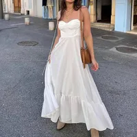 Spring New Elegant Fashion High Waist Strapless Monochrome Dress Solid Color High Waist Halter Dress Women's Clothing main image 3