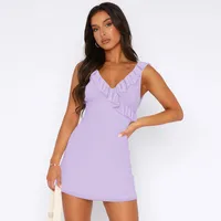 Hot Selling Spring And Summer  Sleeveless Ruffled Shoulder Strap Modified Tight Waist Slimming Dress For Women main image 4