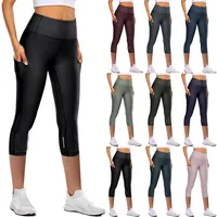 Basic Solid Color Twilled Satin Active Bottoms Leggings main image 1