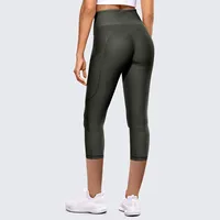 Basic Solid Color Twilled Satin Active Bottoms Leggings main image 2