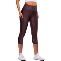 Basic Solid Color Twilled Satin Active Bottoms Leggings main image 4