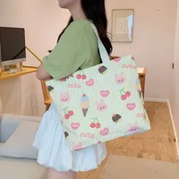 Women's Large Canvas Animal Letter Plant Cute Square Zipper Shopping Bags sku image 2