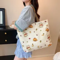 Women's Large Canvas Animal Letter Plant Cute Square Zipper Shopping Bags sku image 22