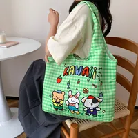 Unisex Large Canvas Animal Letter Plant Cute Square Magnetic Buckle Shopping Bags sku image 13