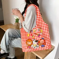 Unisex Large Canvas Animal Letter Plant Cute Square Magnetic Buckle Shopping Bags sku image 21