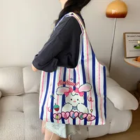 Unisex Large Canvas Animal Letter Plant Cute Square Magnetic Buckle Shopping Bags sku image 25