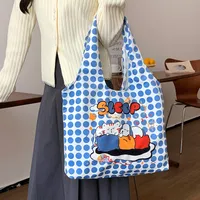 Unisex Large Canvas Animal Letter Plant Cute Square Magnetic Buckle Shopping Bags sku image 19