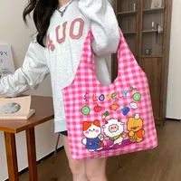 Unisex Large Canvas Animal Letter Plant Cute Square Magnetic Buckle Shopping Bags sku image 23