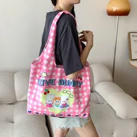 Unisex Large Canvas Animal Letter Plant Cute Square Magnetic Buckle Shopping Bags sku image 27