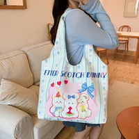 Unisex Large Canvas Animal Letter Plant Cute Square Magnetic Buckle Shopping Bags sku image 5