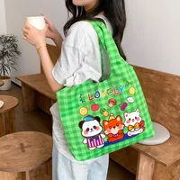 Unisex Large Canvas Animal Letter Plant Cute Square Magnetic Buckle Shopping Bags sku image 16
