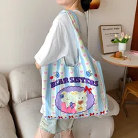 Unisex Large Canvas Animal Letter Plant Cute Square Magnetic Buckle Shopping Bags sku image 28