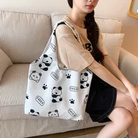 Unisex Large Canvas Animal Letter Plant Cute Square Magnetic Buckle Shopping Bags sku image 10