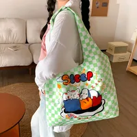 Unisex Large Canvas Animal Letter Plant Cute Square Magnetic Buckle Shopping Bags sku image 18