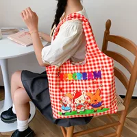 Unisex Large Canvas Animal Letter Plant Cute Square Magnetic Buckle Shopping Bags sku image 22