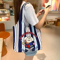 Unisex Large Canvas Animal Letter Plant Cute Square Magnetic Buckle Shopping Bags sku image 26