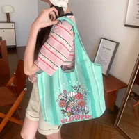 Unisex Large Canvas Animal Letter Plant Cute Square Magnetic Buckle Shopping Bags sku image 30