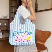 Unisex Large Canvas Animal Letter Plant Cute Square Magnetic Buckle Shopping Bags sku image 4