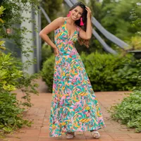 Women's A- Line Skirt Casual Elegant Streetwear Strap Contrast Binding Sleeveless Floral Maxi Long Dress Holiday Daily Selfie main image 2