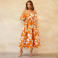 Women's A- Line Skirt Casual Elegant Streetwear Boat Neck Contrast Binding Short Sleeve Geometric Midi Dress Holiday Daily Selfie main image 3