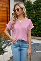 Women's Blouse Short Sleeve Blouses Casual Streetwear Solid Color sku image 3