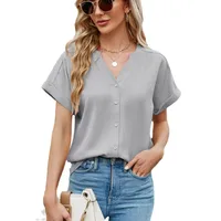 Women's Blouse Short Sleeve Blouses Casual Streetwear Solid Color main image 5
